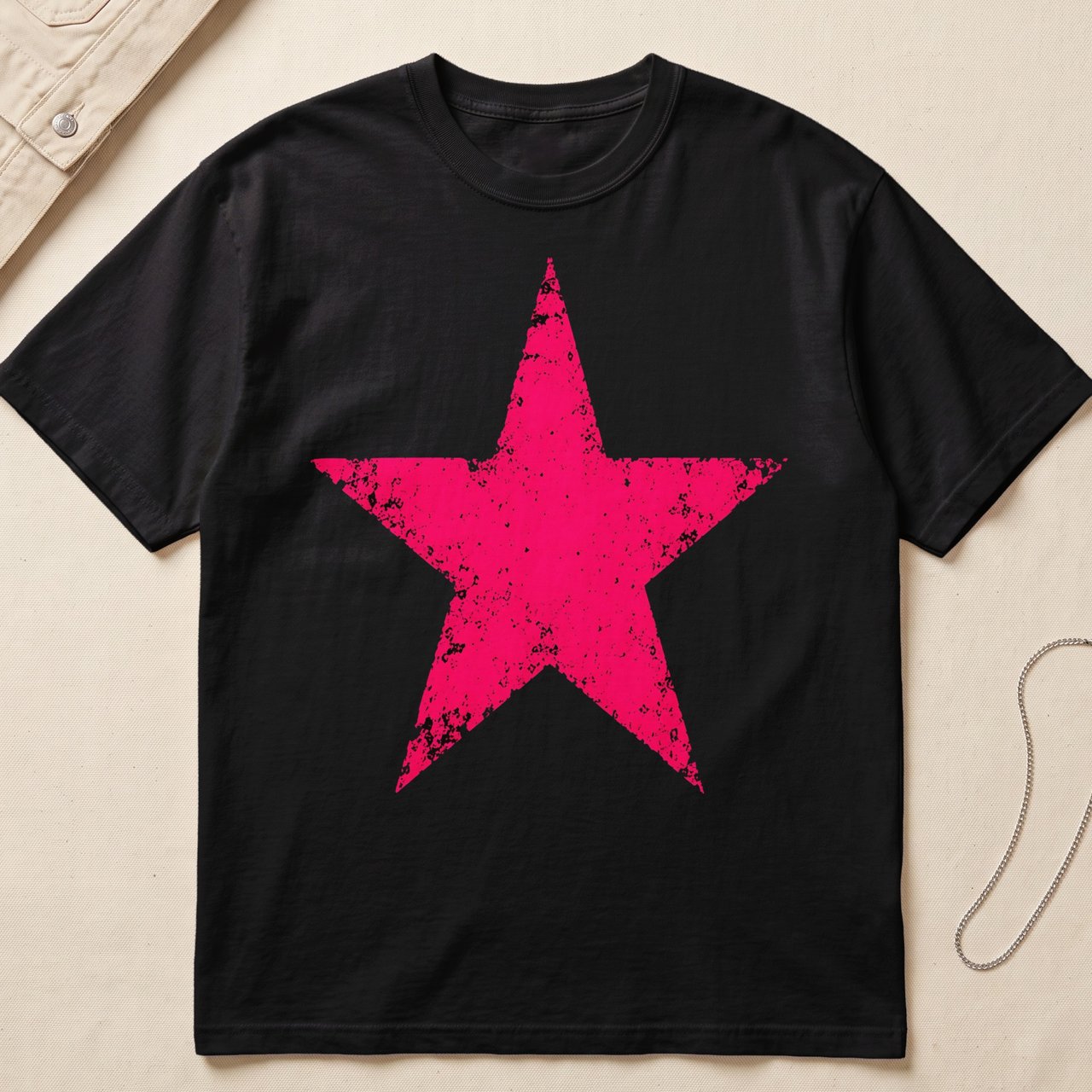 Grunge Pink Star T-Shirt, Y2K Graphic Tee, Distressed Alt Punk Shirt, 2000s Vintage Aesthetic Top, Edgy Streetwear Gift for Her