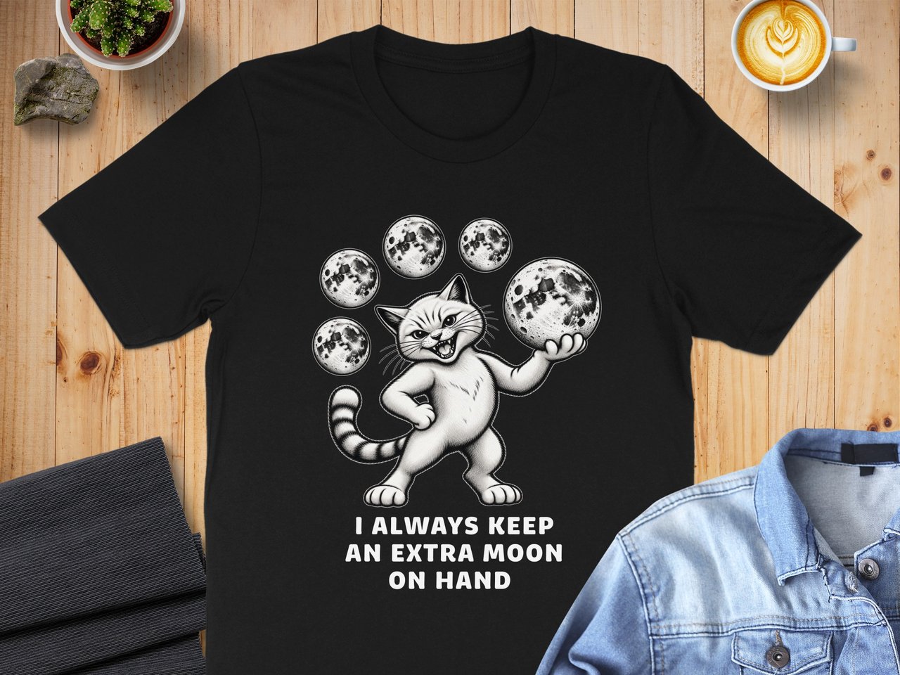 Extra Moon On Hand Absurd  Cat Tee