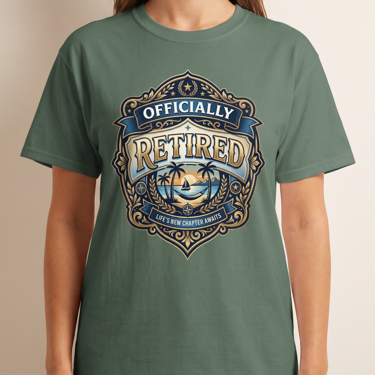 Officially Retired T-Shirt, Life's New Chapter Awaits, Tropical Vacation Retirement Gift, Beach Sunset Tee for Men & Women, Milestone