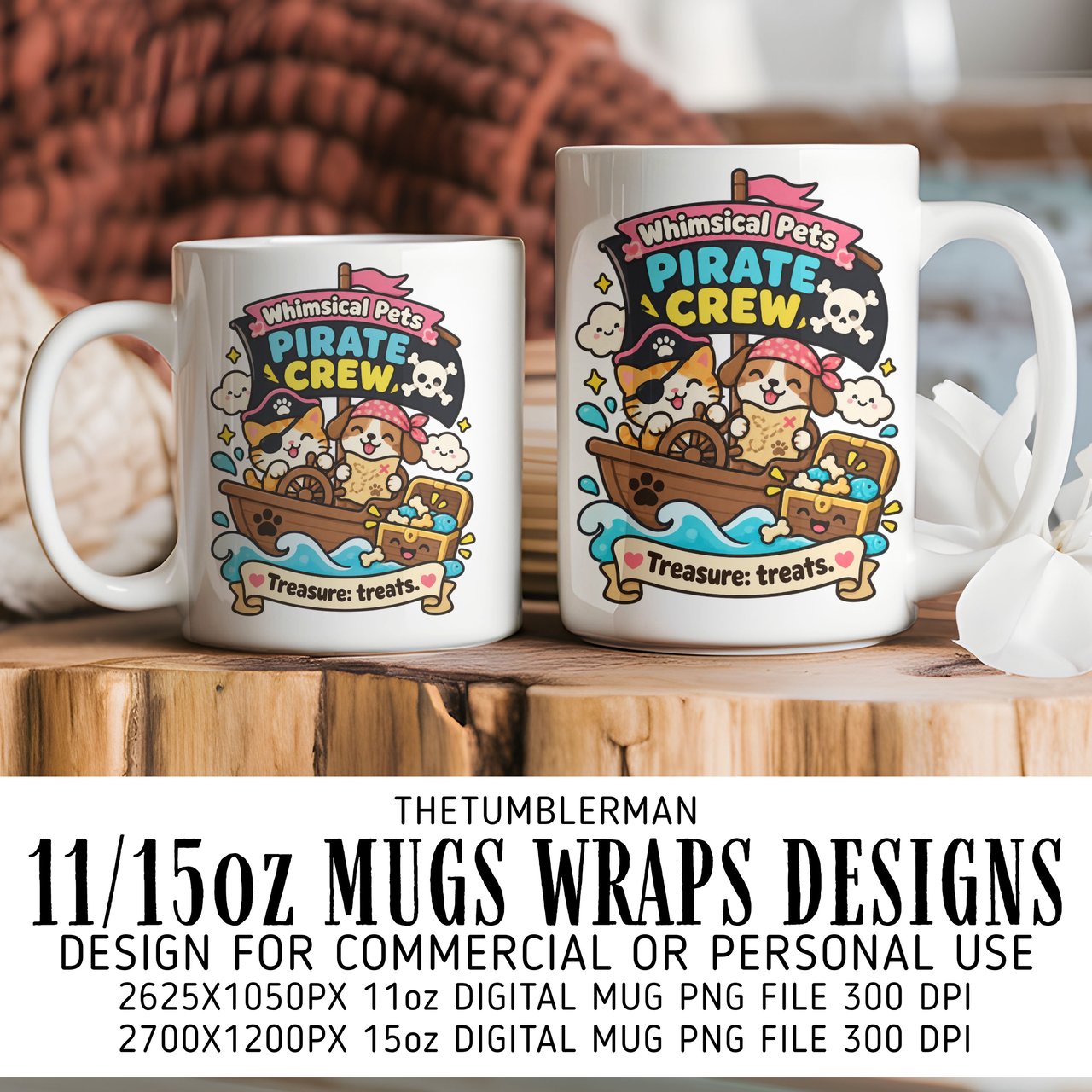 Whimsical Pets Pirate Crew Mug Wrap