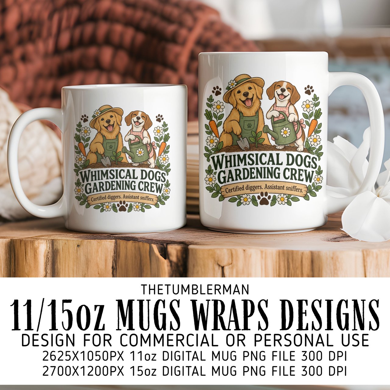 Gardening Dogs Mug Wrap Digital
