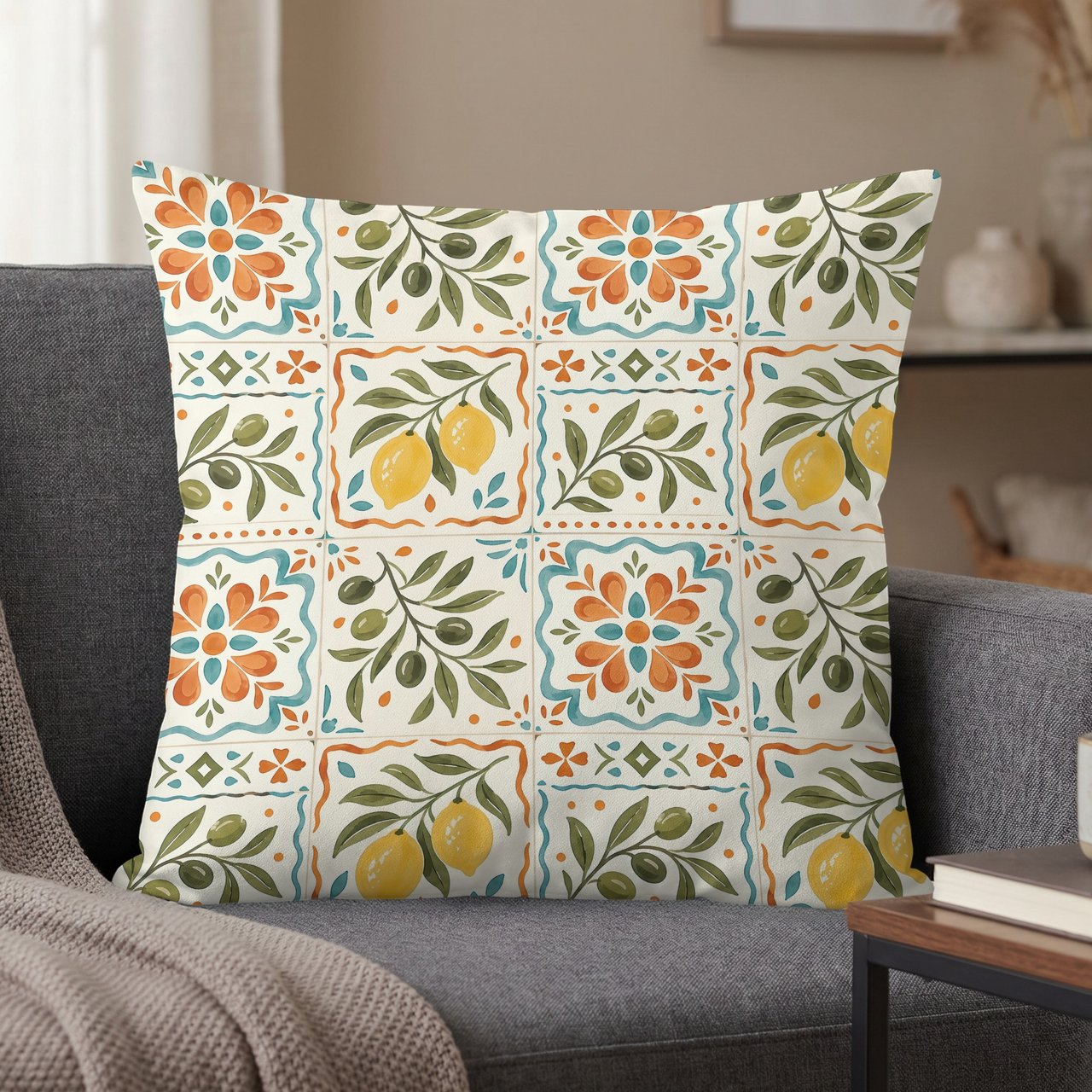 Mediterranean Grove Tile Pillow Case