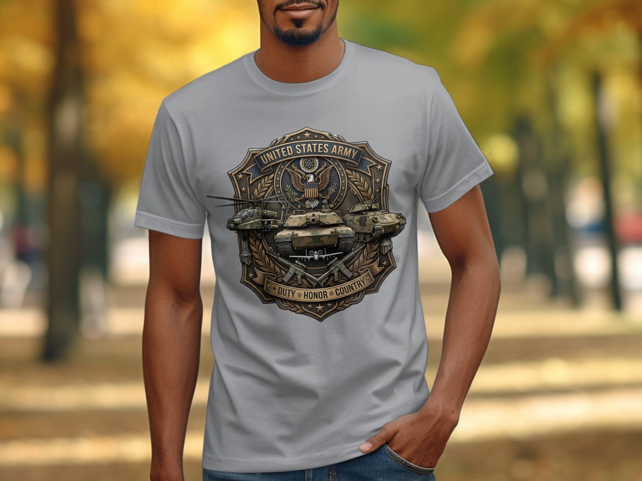 United States Army Emblem T-Shirt, Duty Honor Country Military Tee, Veteran & Soldier Gift, Patriotic Army Apparel