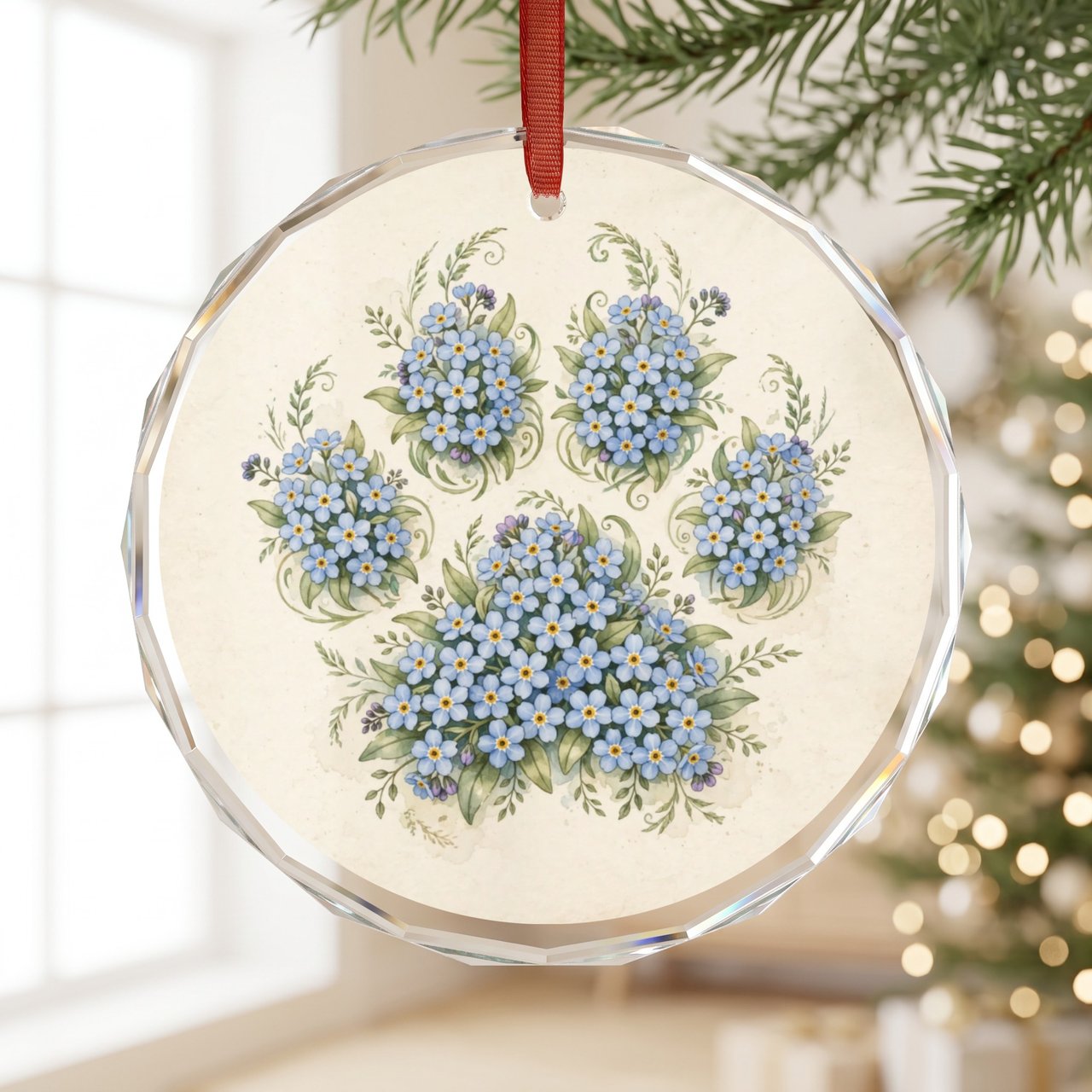 Pet Memorial Ornament | Forget Me Not Paw Print | Pet Loss Gift
