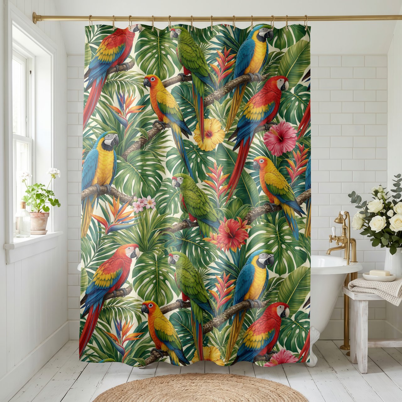 Tropical Bird Paradise Shower Curtain