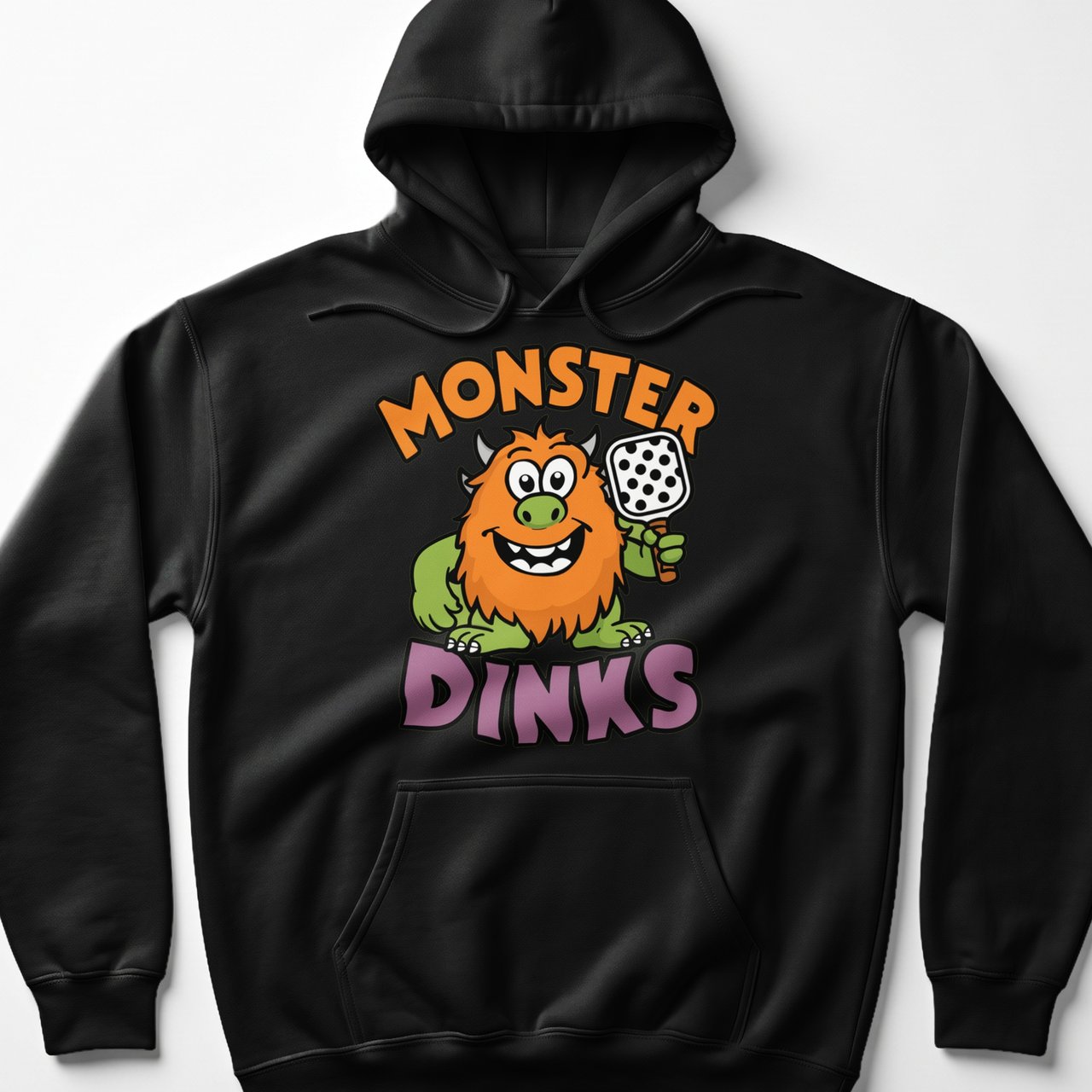 Pickleball Gildan Fleece Hoodie, Monster Dinks Funny Beast Graphic, Warm Court Pullover Sweatshirt