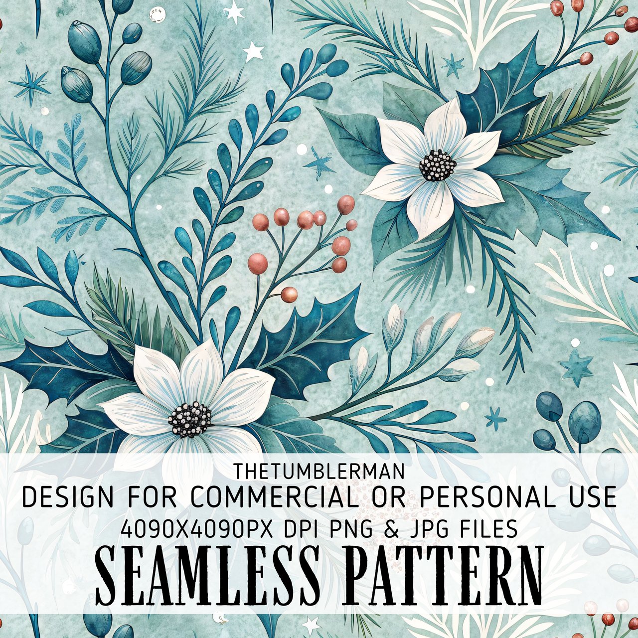 Winter Floral Tumbler Digital, Watercolor Flower Backgrounds, Printable Tumbler Png, Junk Journal Paper, Scrapbooking Paper, Colorful Papers