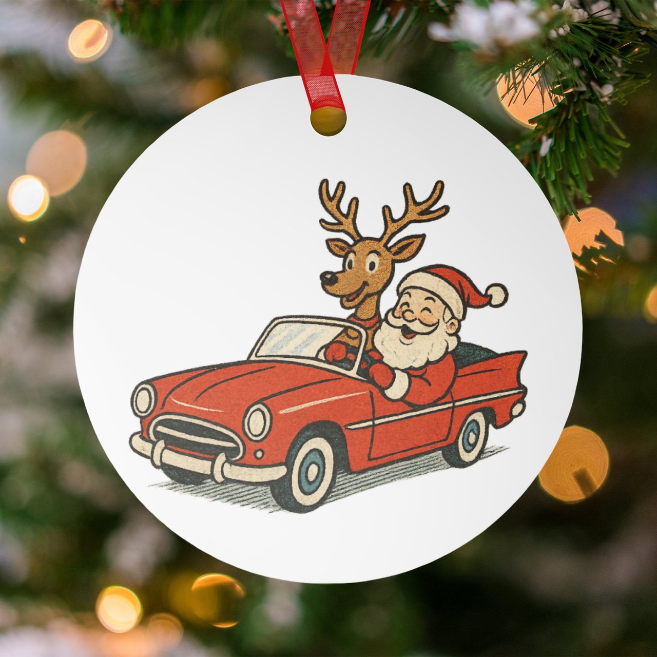 Retro Santa Joyride Ornament