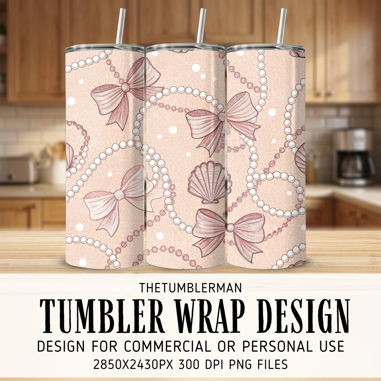 Coquette Pearls & Bows Seamless Digital Pattern Size Bundle Png