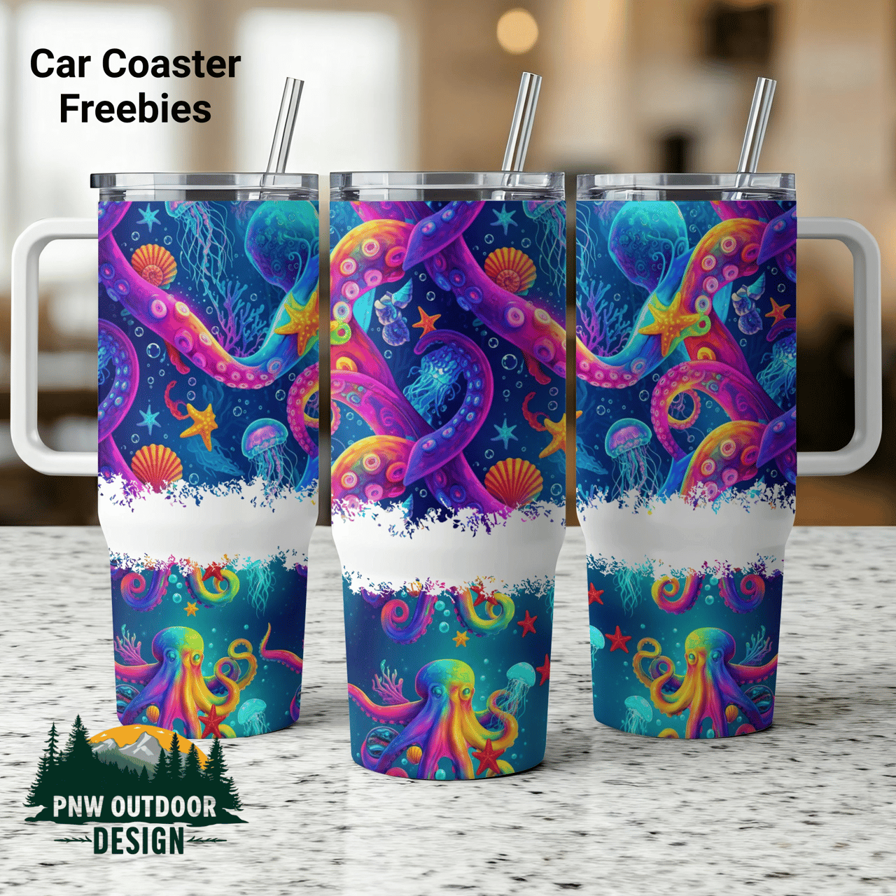 Octopus Tentacle Sublimation, 40oz Tumbler Wrap, Distressed Seamless, Ocean Animals Digital Download, Sea Life Print, Colorful Design