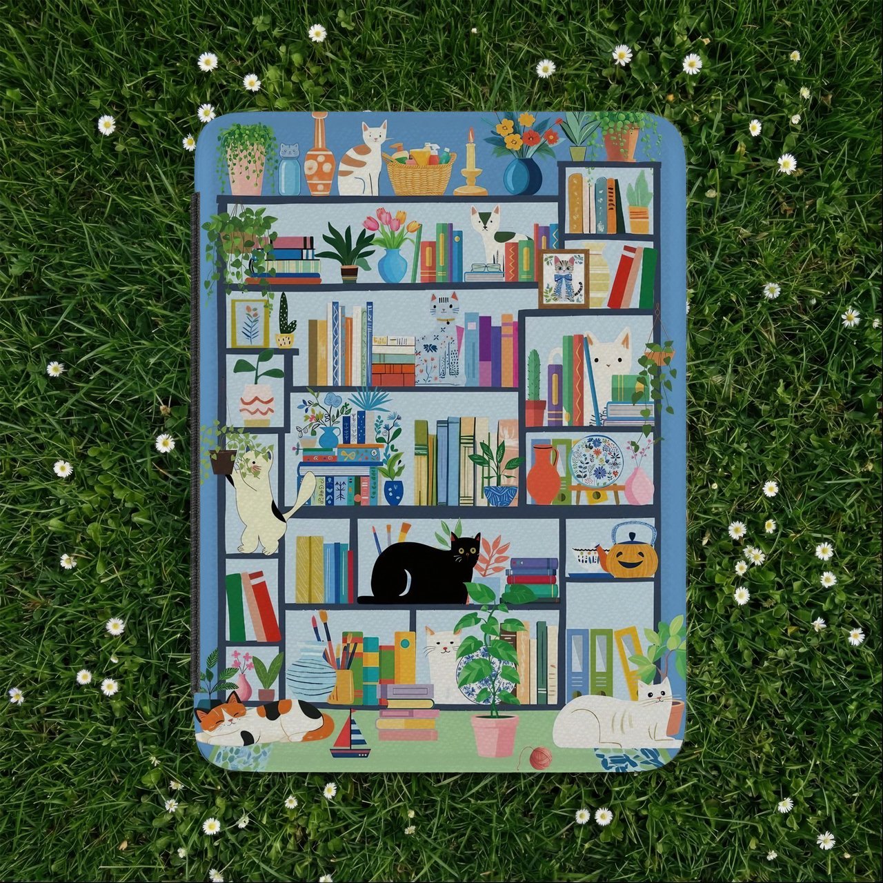 Cozy Cat Bookshelf Kindle Case