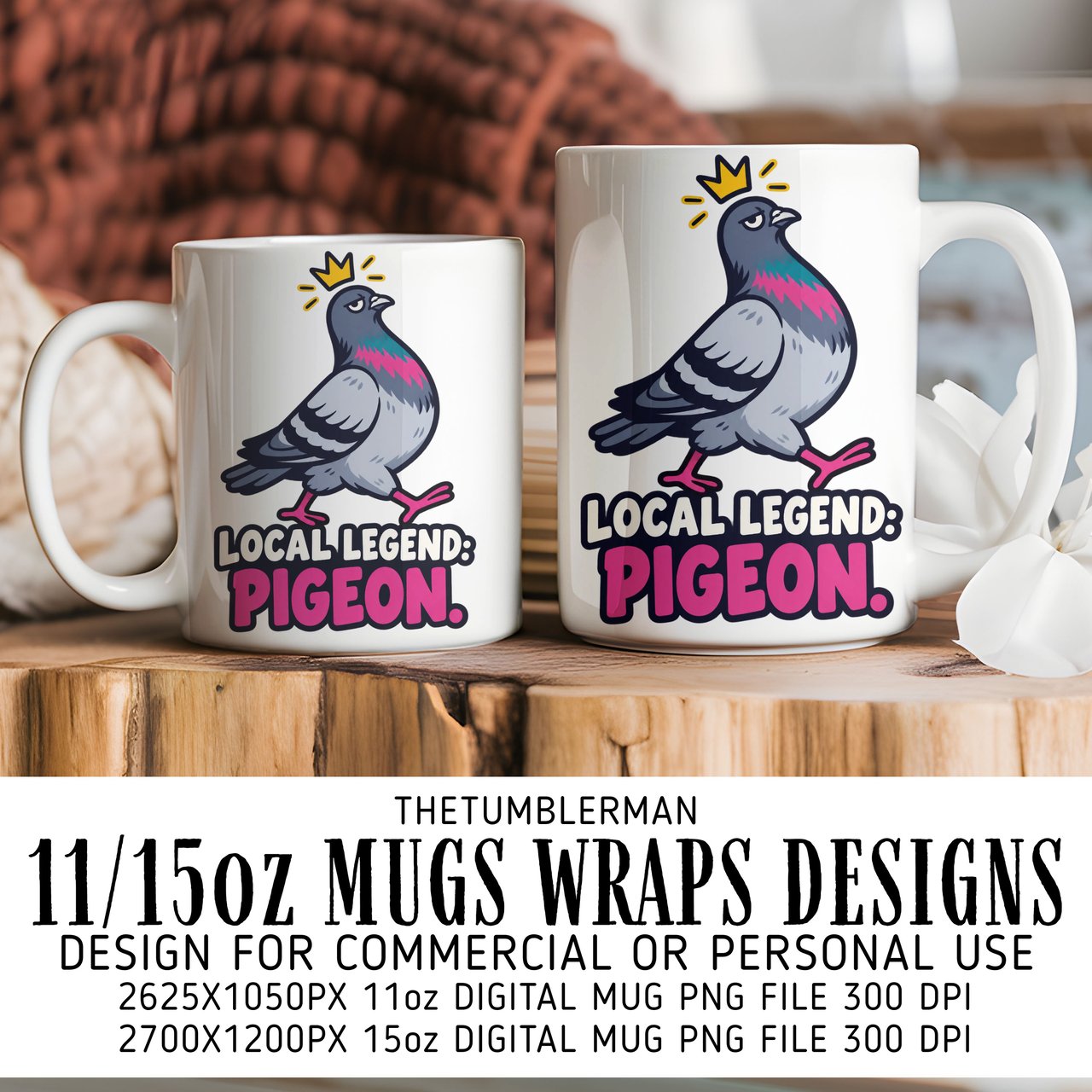 Local Legend Pigeon Digital Mug Wrap