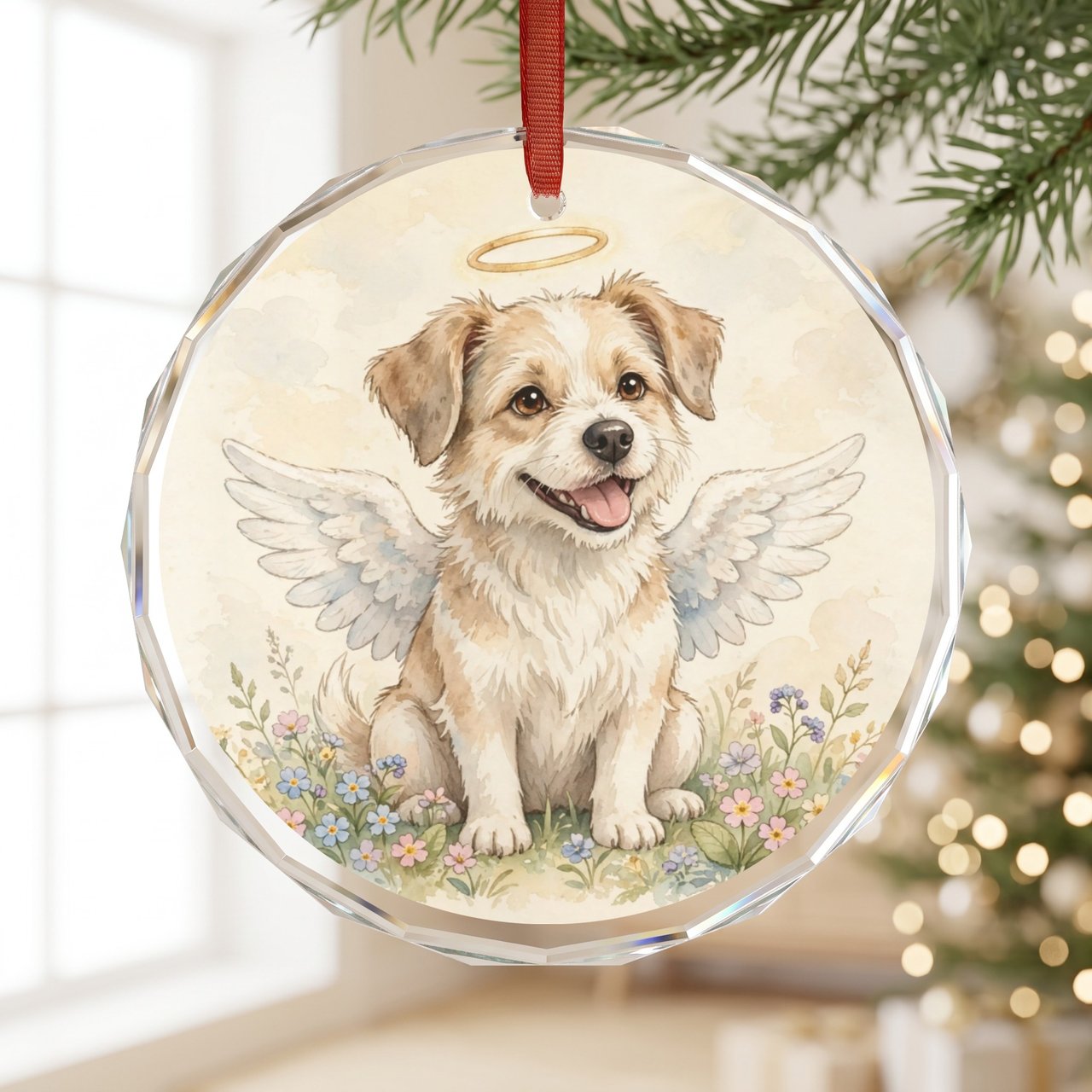 Dog Memorial Ornament Personalized | Angel Dog With Wings | Pet Loss Gift