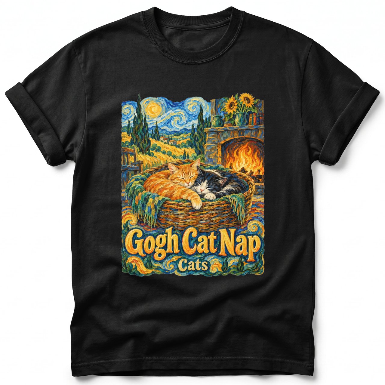 Gogh Cat Nap ~ Comfort Colors Premium Tee