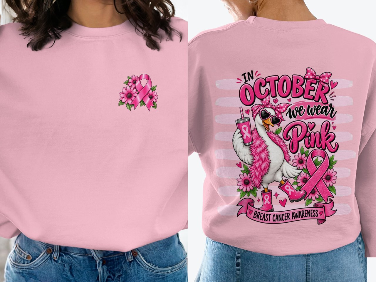 In October We Wear Pink Duck Sweatshirt