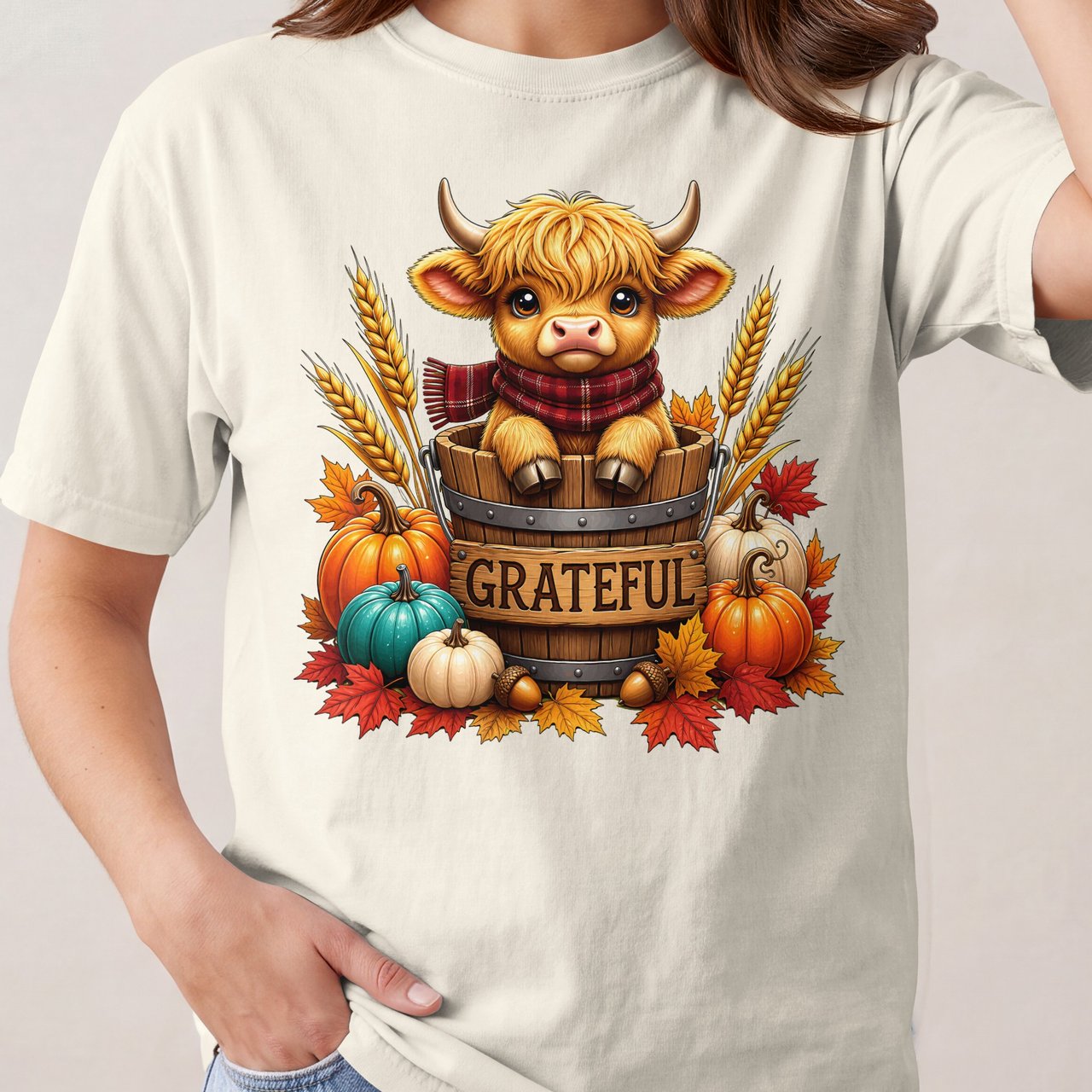 Grateful Highland Cow Tee