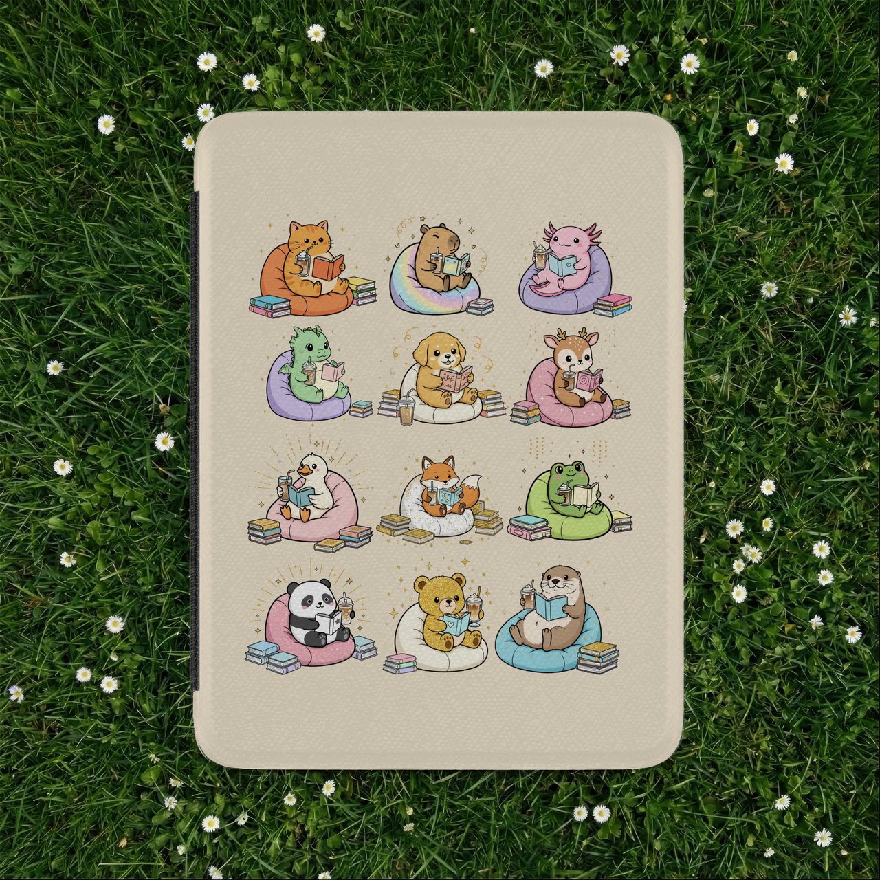 Kawaii Reading Animals Kindle Case