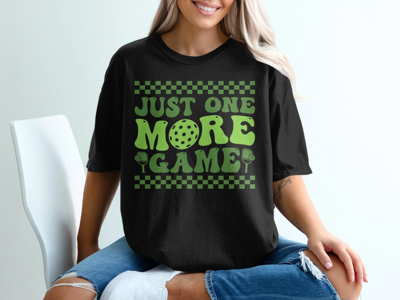 Pickleball Comfort Colors Shirt, Just One More Game, Vintage Graphic Tee for Pickleball Court Addicts