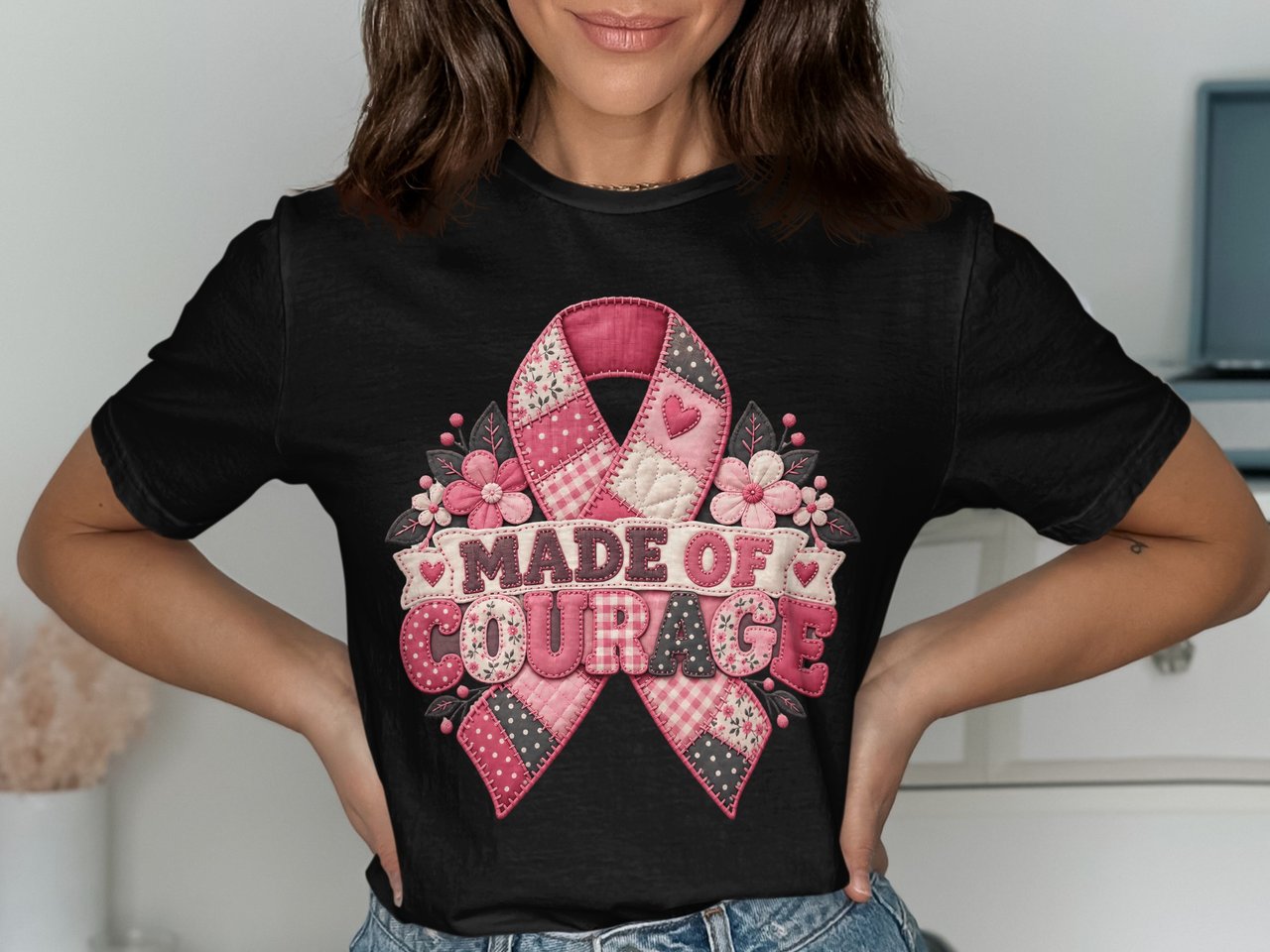 Made of Courage Faux Patchwork Tee