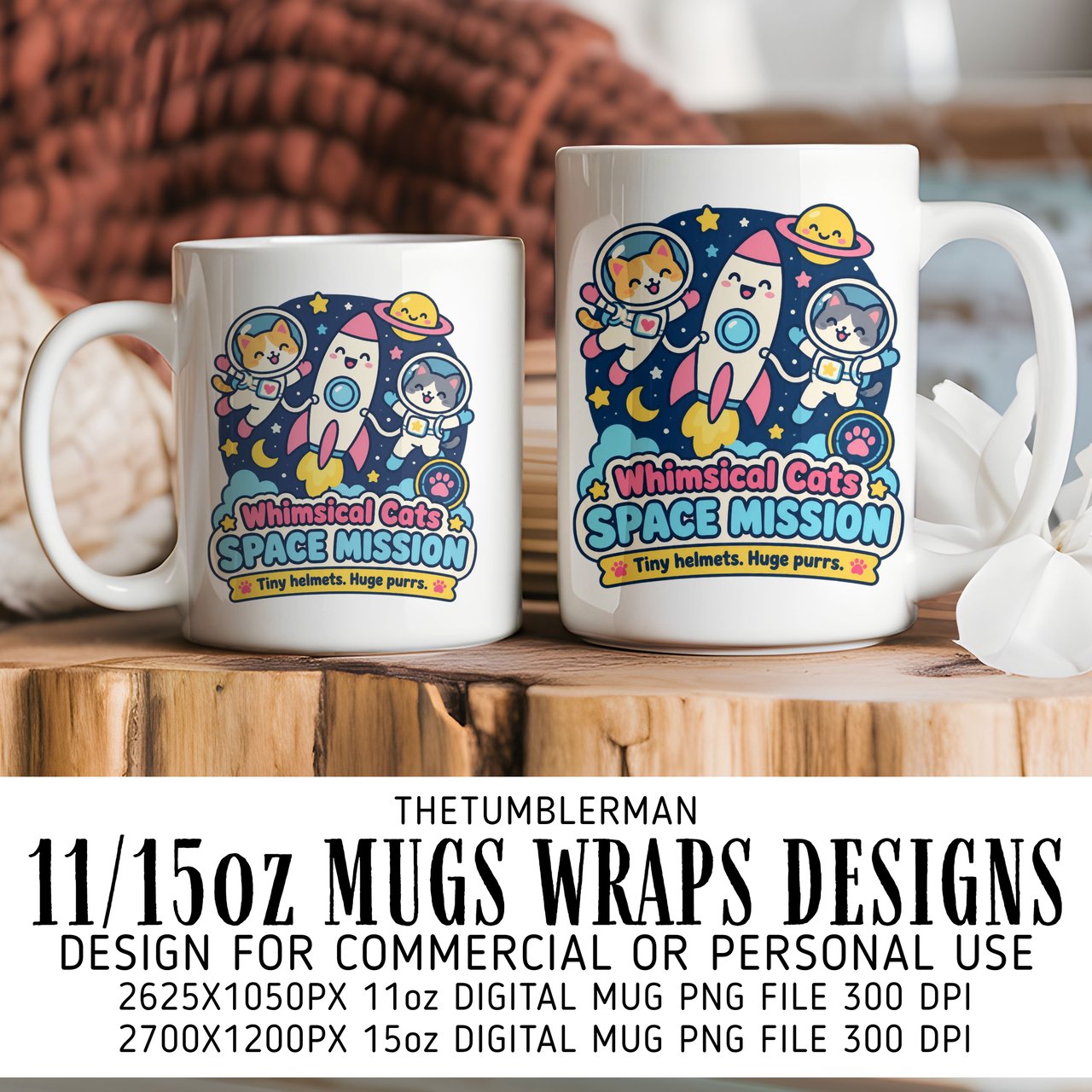 Whimsical Cats Space Mission Digital Wrap