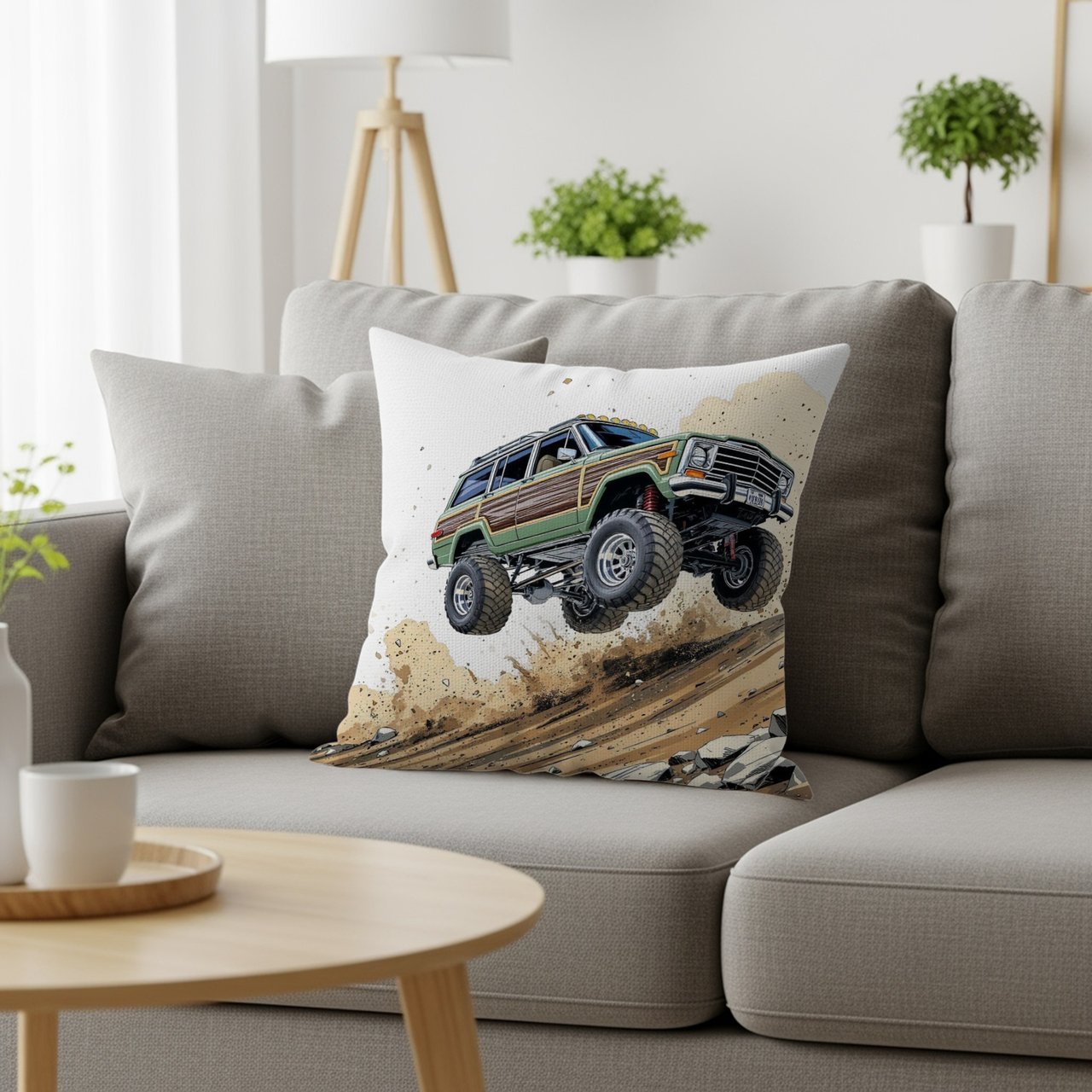 Grand Wagoneer Pillows, Off Road Car Pillow Cases, Automotive Themed Bedding, Waggy Home Decor, Lifted Truck Gifts, Car Guy Present