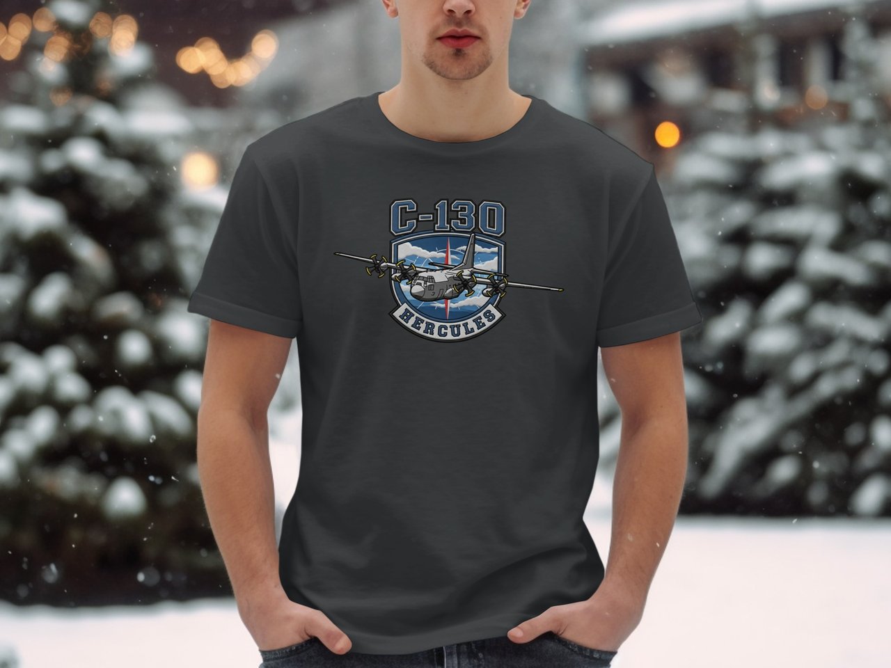 C-130 Hercules Military Aircraft T-Shirt, Air Force Veteran Gift, Pilot Aviation Tee, Patriotic Father's Day Shirt for Him