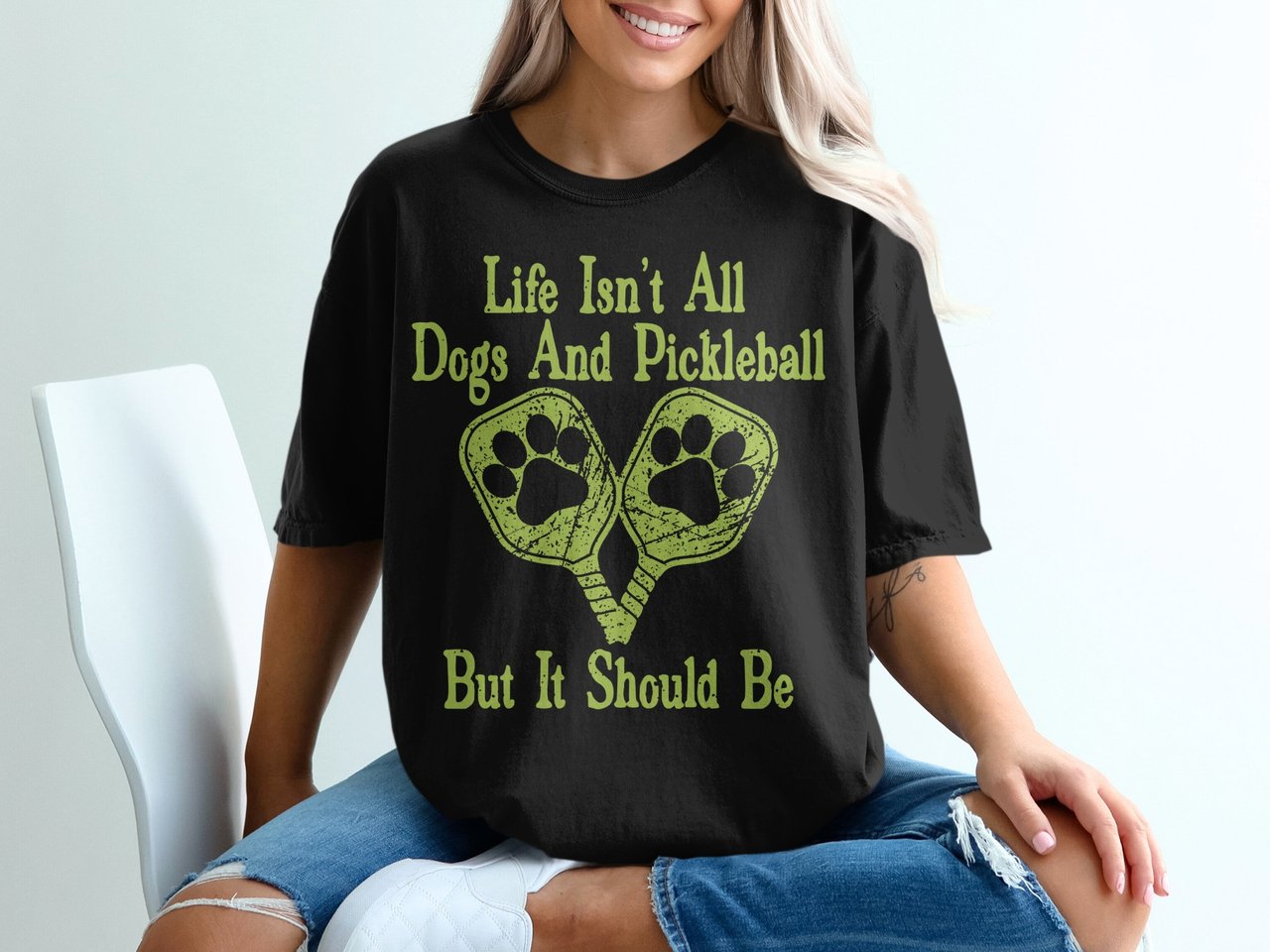 Pickleball Comfort Colors Shirt, Life Isn't All Dogs And Pickleball But It Should Be, Vintage Graphic Tee