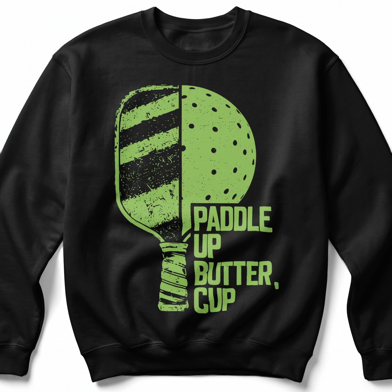 Pickleball Gildan Crewneck Sweatshirt, Paddle Up Butter, Cup, Court Warm Up