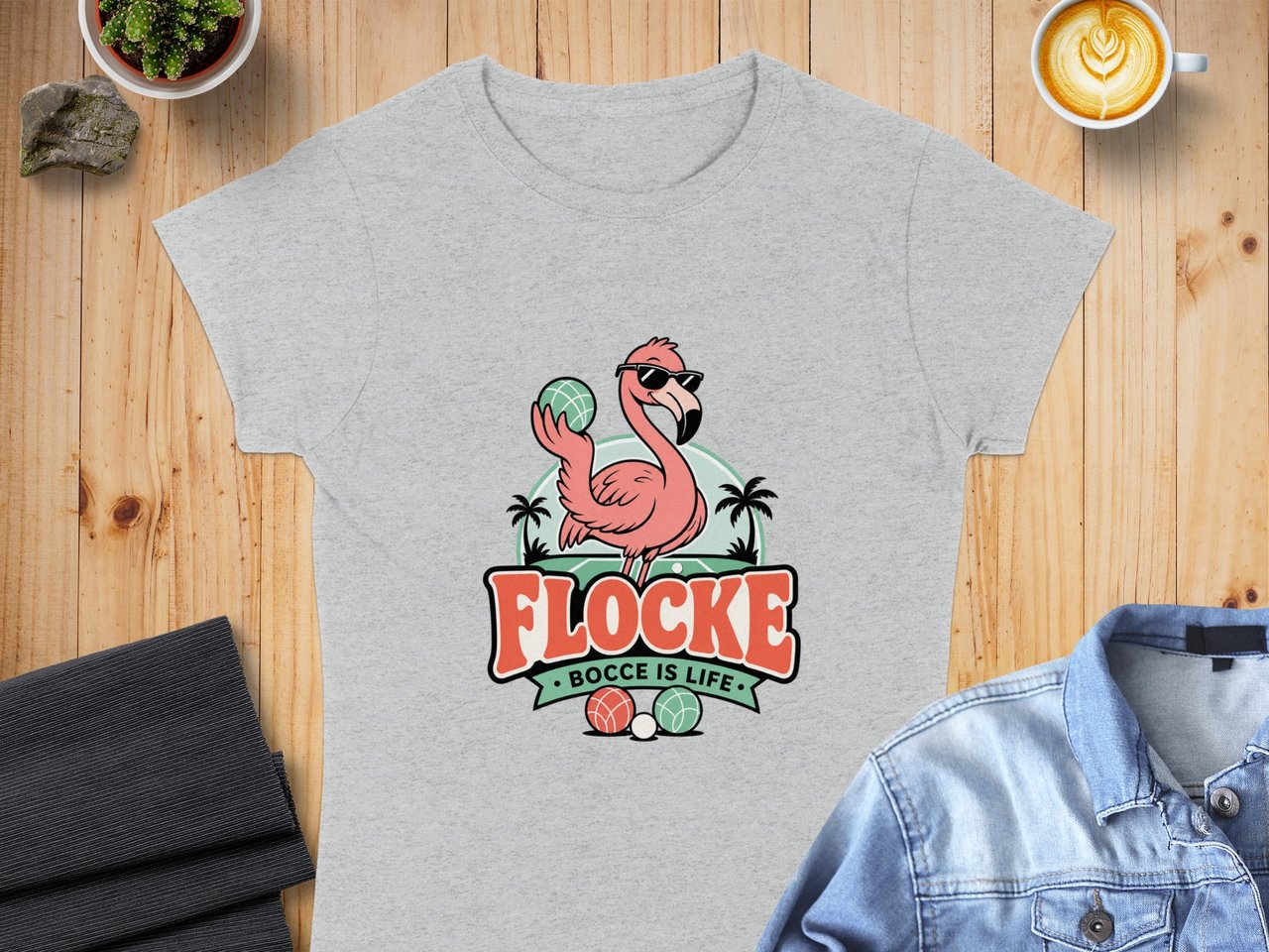 Funny Bocce Ball Flamingo T-Shirt, Retro Bocce Is Life Tee, Vintage Lawn Game Player Gift, Cool Tropical Summer Vacation Shirt, Unique
