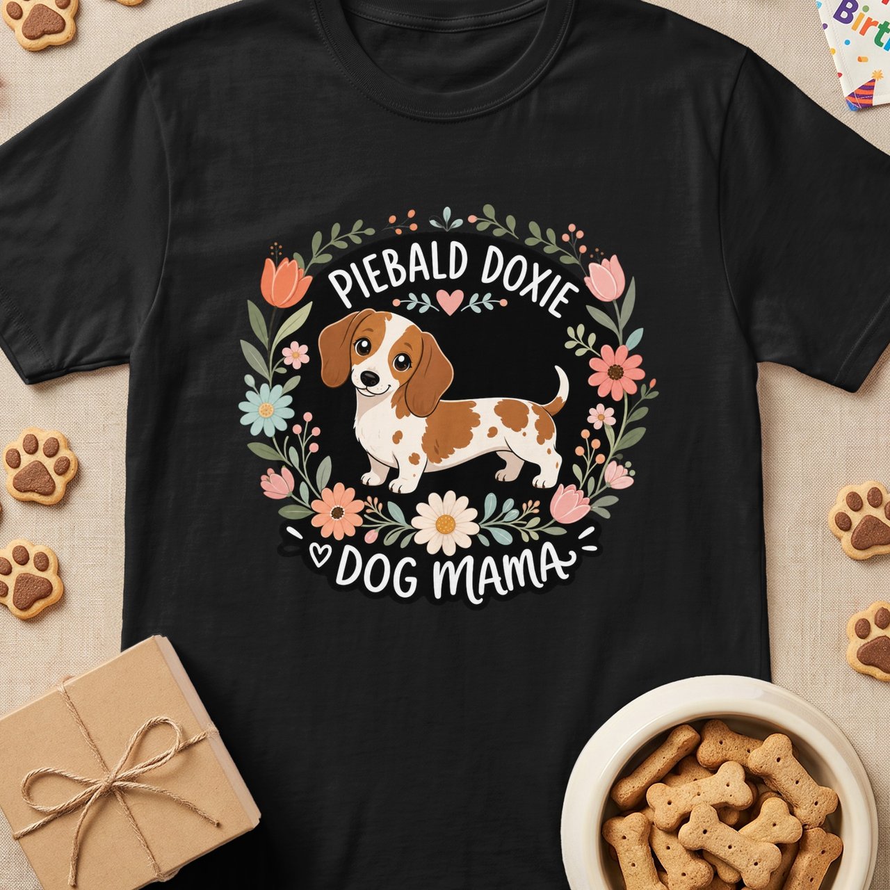 Piebald Doxie Dog Mama Tee