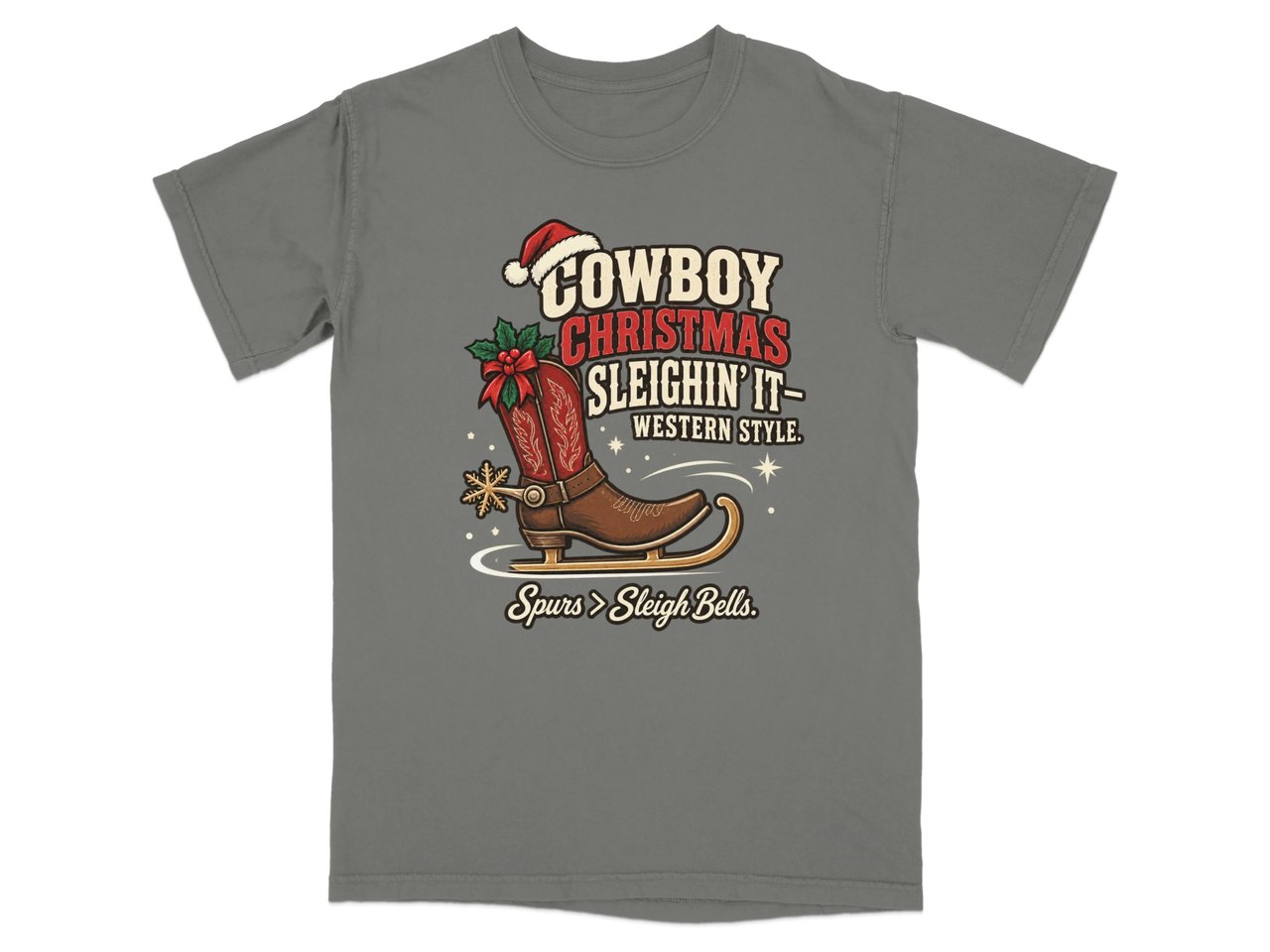 Cowboy Christmas Sleighin It Tee