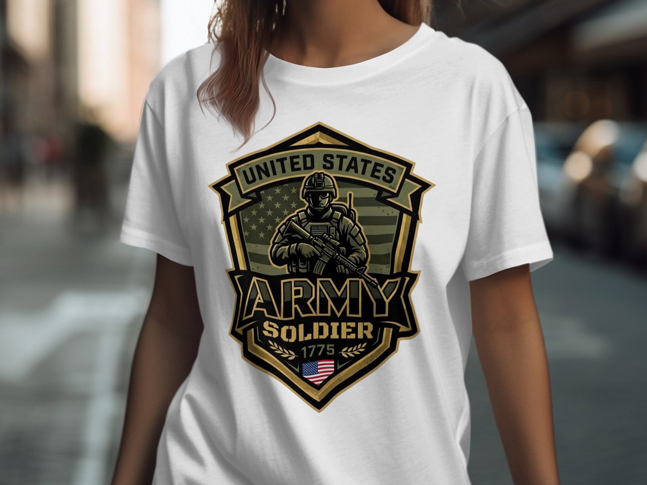 United States Army Soldier T-Shirt | Patriotic Military Veteran Apparel | American Flag Support Tee | Grunge Army Style Gift for Him