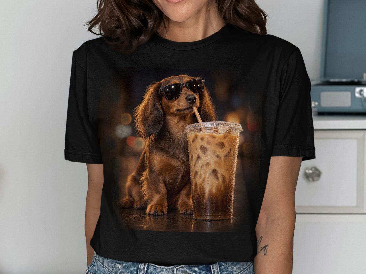 Cool Dachshund Iced Coffee Tee