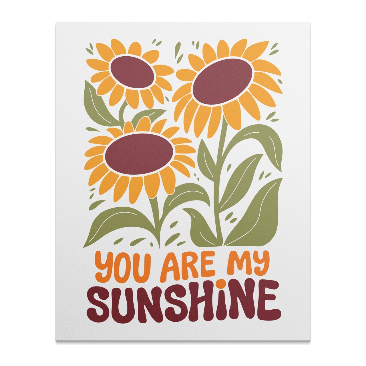 Sunflower Wall Art, You Are My Sunshine Poster, Floral Print, Positive Quote Decor, Summer Home Decor, Bright Wall Decor, Trendy Poster