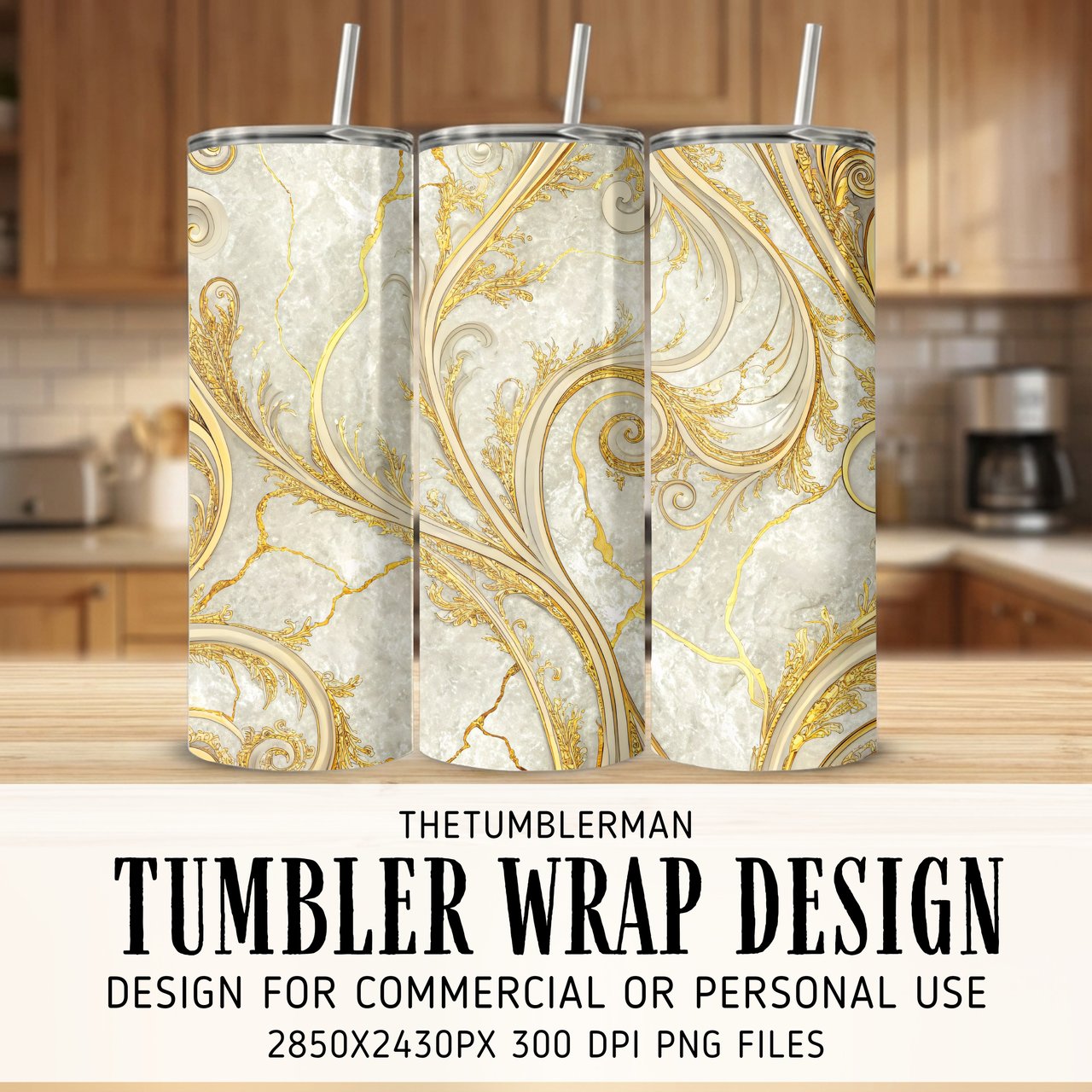 20 oz Skinny Tumbler Wrap Sublimation Design, Gold Marble, Straight and Tapered Wrap png, Floral Tumbler Digital, Instant Download