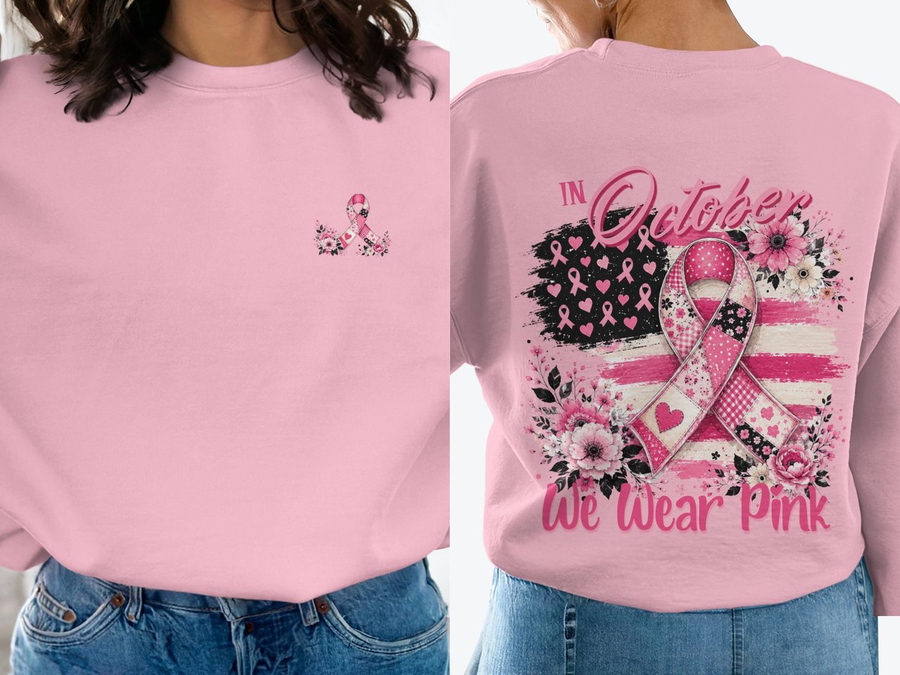 In October We Wear Pink Ribbon Sweatshirt