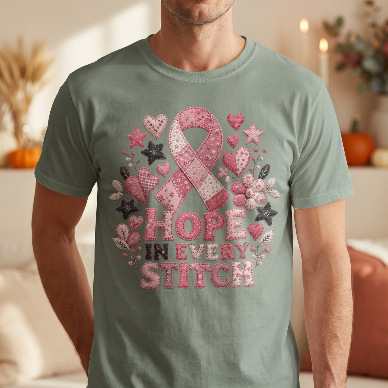 Faux Patchwork Hope In Every Stitch Tee