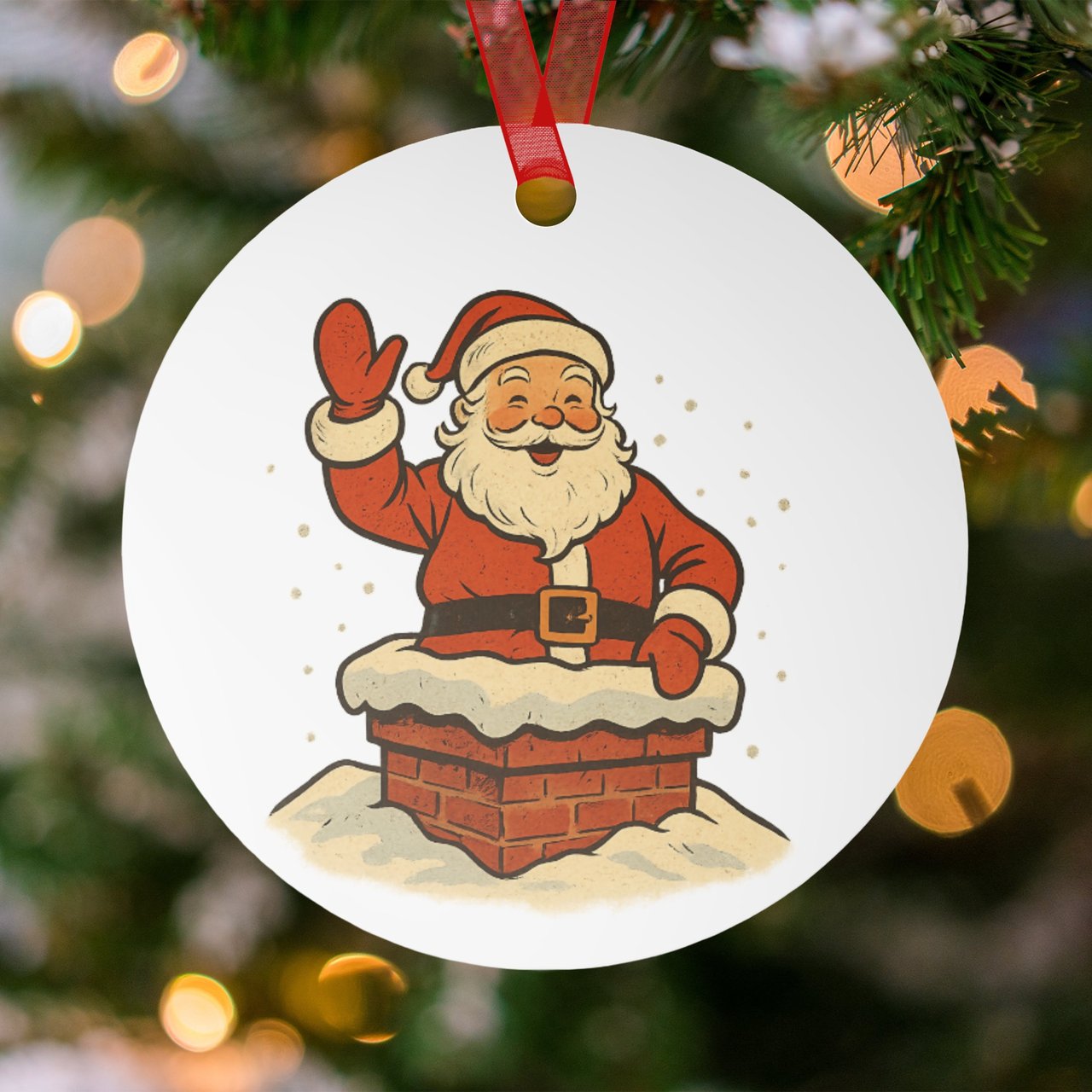 Vintage Chimney Santa Ornament
