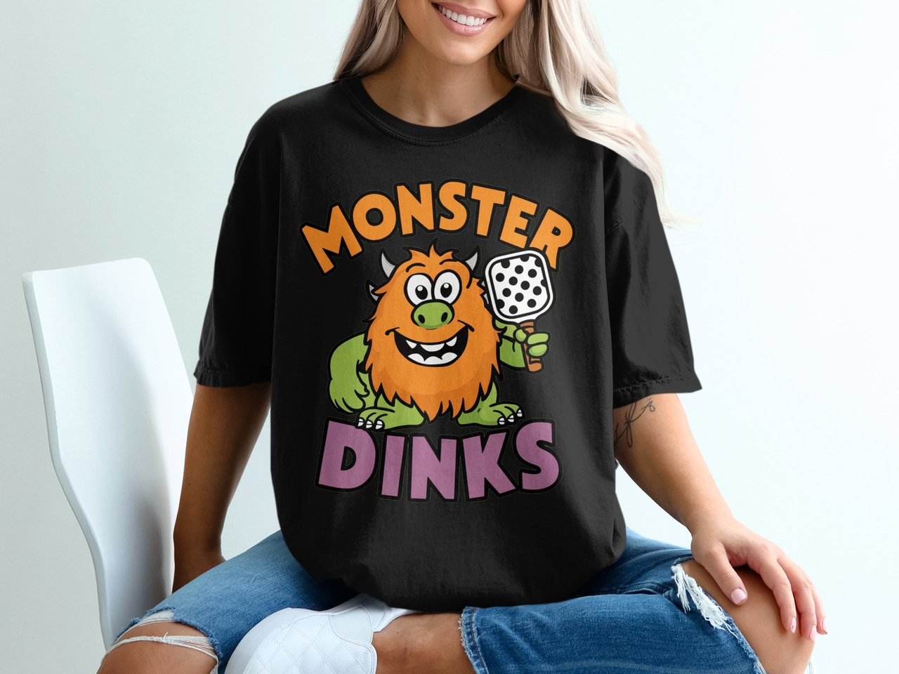 Pickleball Comfort Colors Shirt, Monster Dinks, Vintage Graphic Tee