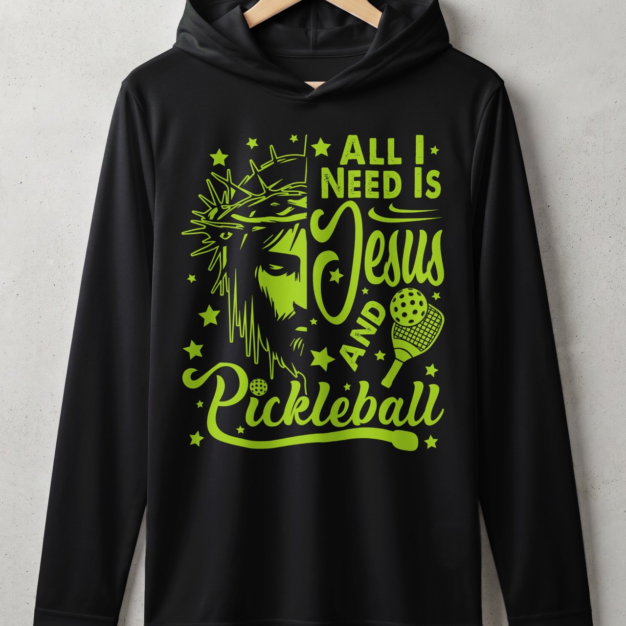 Pickleball Sport-Tek Performance Hood, All I Need Is Jesus And Pickleball, Lightweight Hoodie