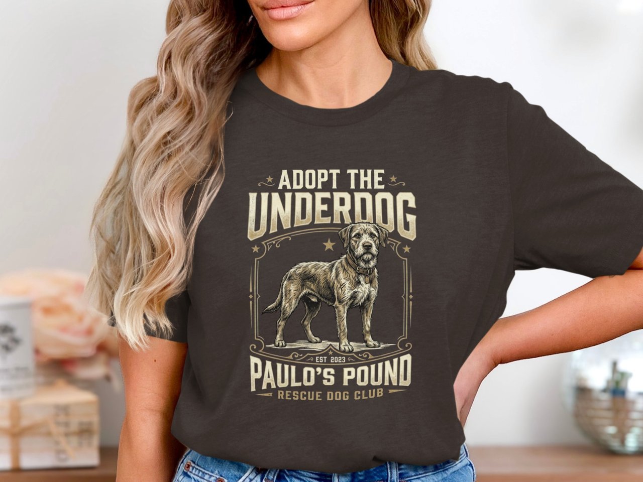 Adopt The Underdog Rescue Dog Club T-Shirt, Vintage Dog Lover Gift, Pet Adoption Graphic Tee, Dog Mom Dad Shirt