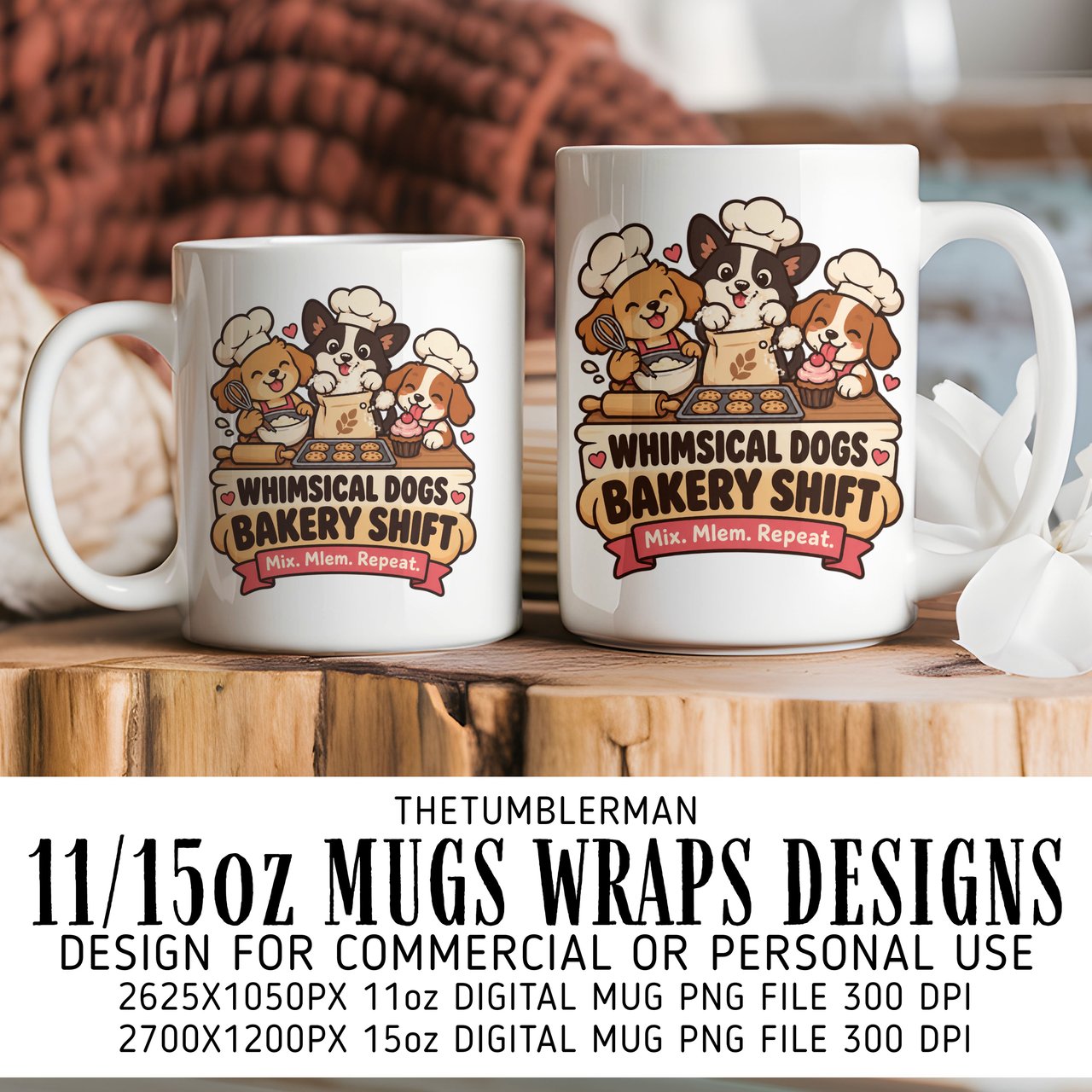 Whimsical Dogs Bakery Mug Wrap