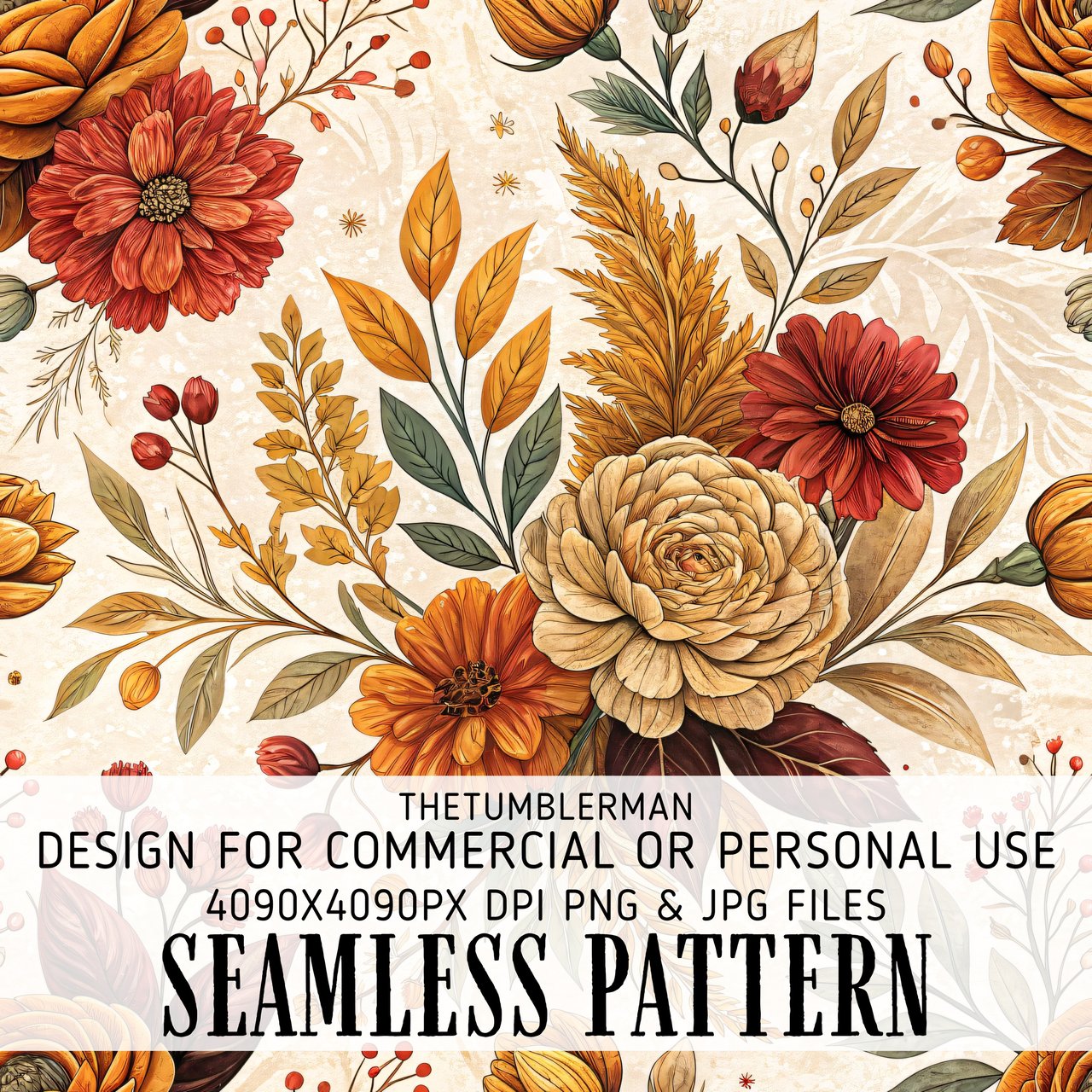 Floral Tumbler Design, Digital Paper, Autumn Flower Backgrounds, Watercolor Flowers, Junk Journal Pages, Printable Tumbler PNG, Scrapbooking