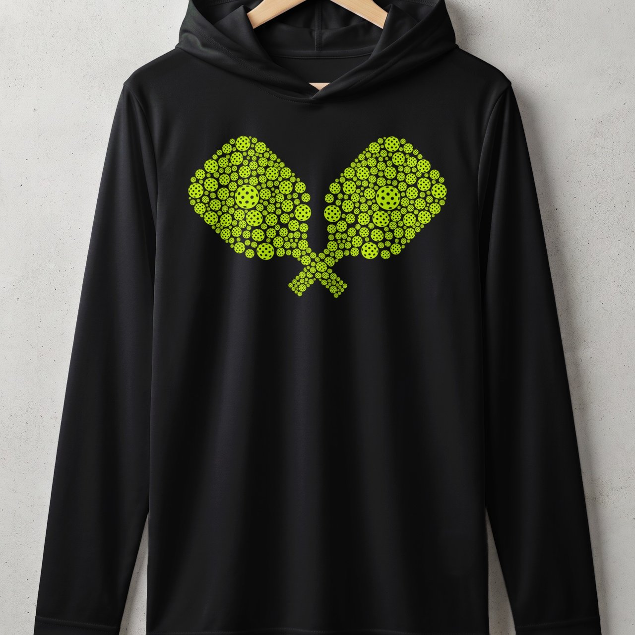 Pickleball Sport-Tek Performance Hood, Crossed Pickleball Paddles Mosaic Art Print, Lightweight Hoodie