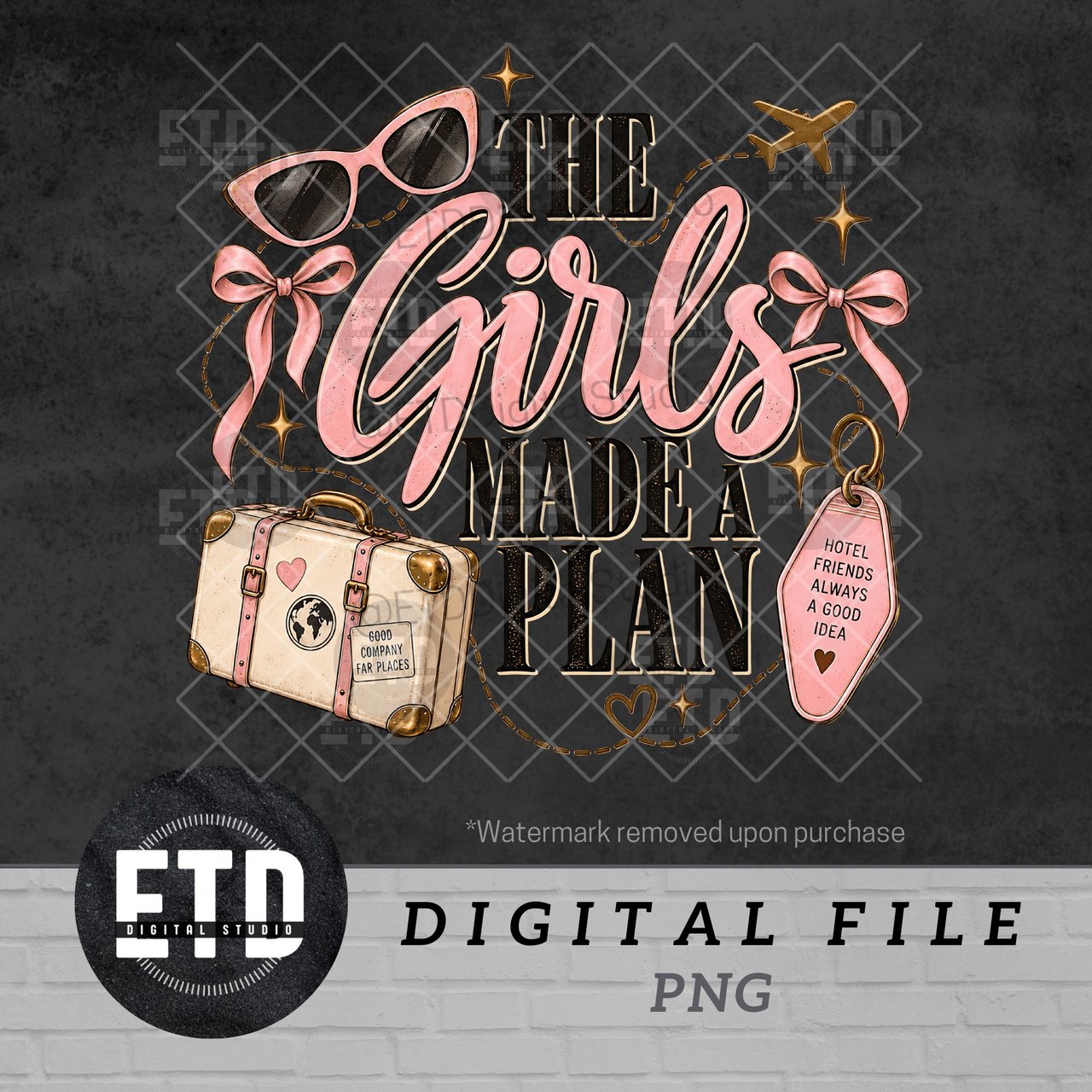 Girls Trip PNG, The Girls Made A Plan Travel Sublimation Design, Retro Vacation Bachelorette Party Shirt PNG Graphic