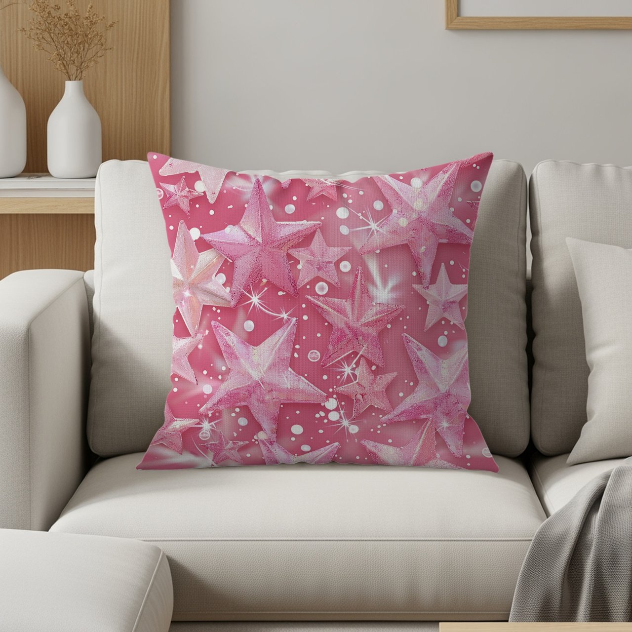 Pink Star Blankets: Throw Pillow, Home Decor, Gift for Her