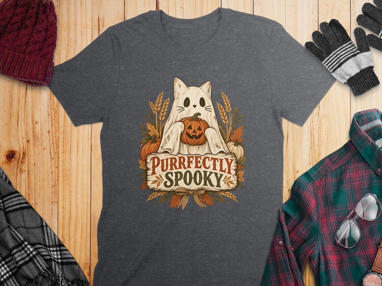 Purrfectly Spooky Ghost Cat Tee