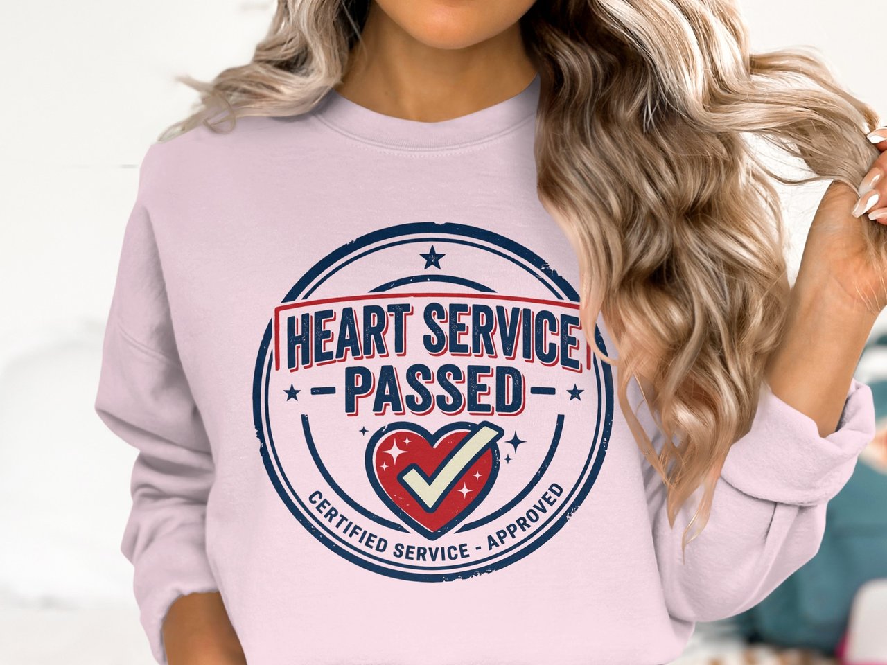 Heart Service Passed T-Shirt: Certified Approved Emblem, Distressed Heart Health Operation Graphic Design