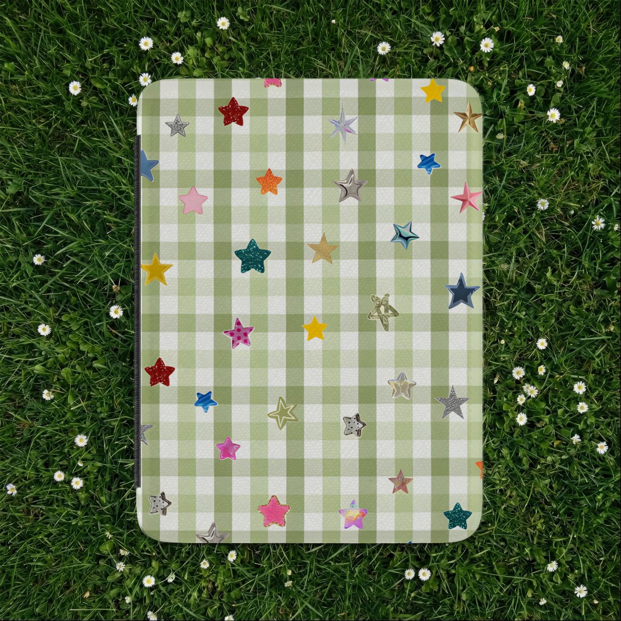 Green Gingham Star Kindle Case