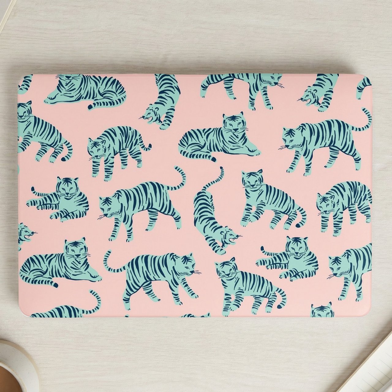 Teal Tiger Pattern MacBook Case